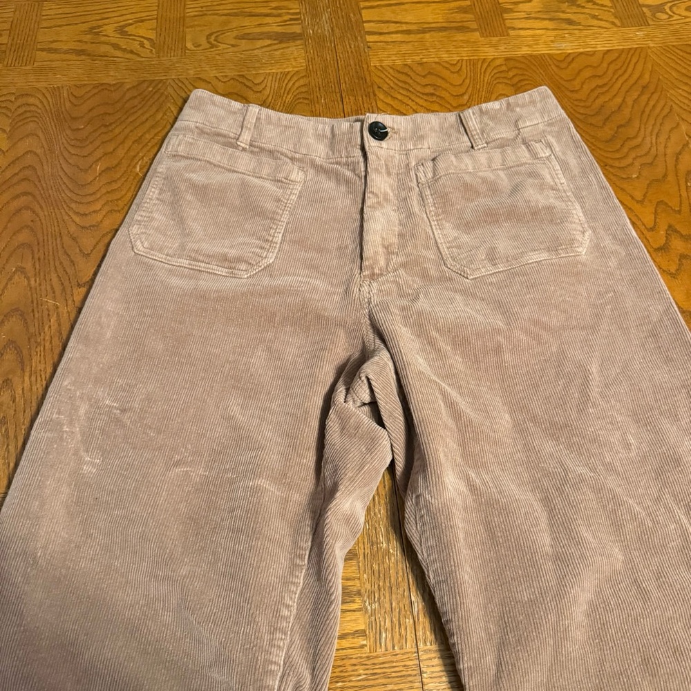 Quince Corduroy Wide-Leg Crop Pants in Light Brown Sz 14 Elevated Basics - Picture 5 of 14